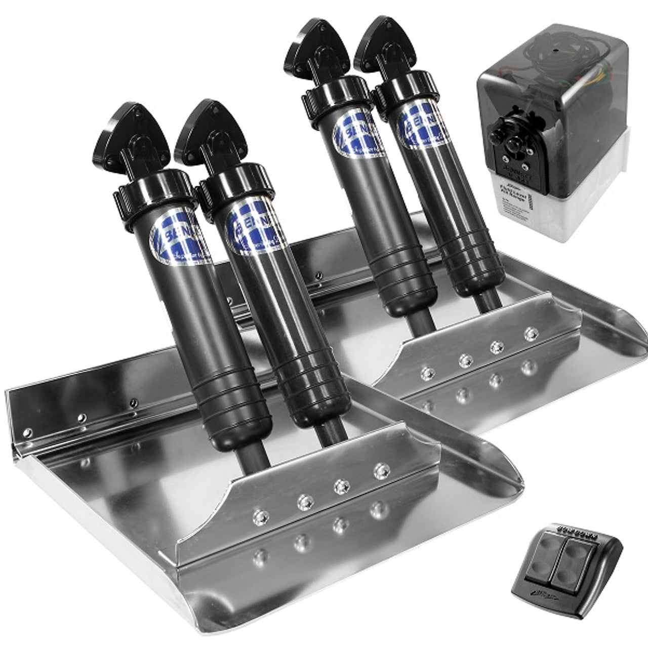 Bennett Sport 12" x 12" Hydraulic Trim Tab Kit w/Euro Rocker Trim Tab Switch